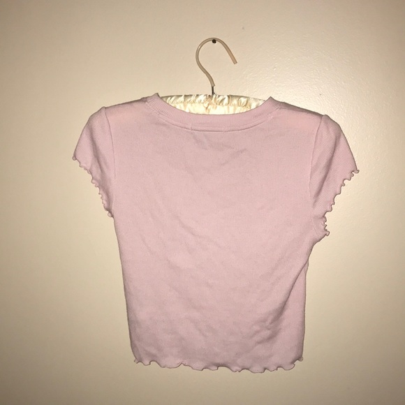 Lettuce Edge Pink Crop Tee - Picture 2 of 2